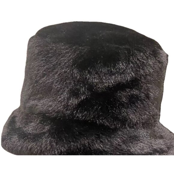 Steve Madden Faux Fur Black Bucket Hat One Size NWT - Picture 1 of 3